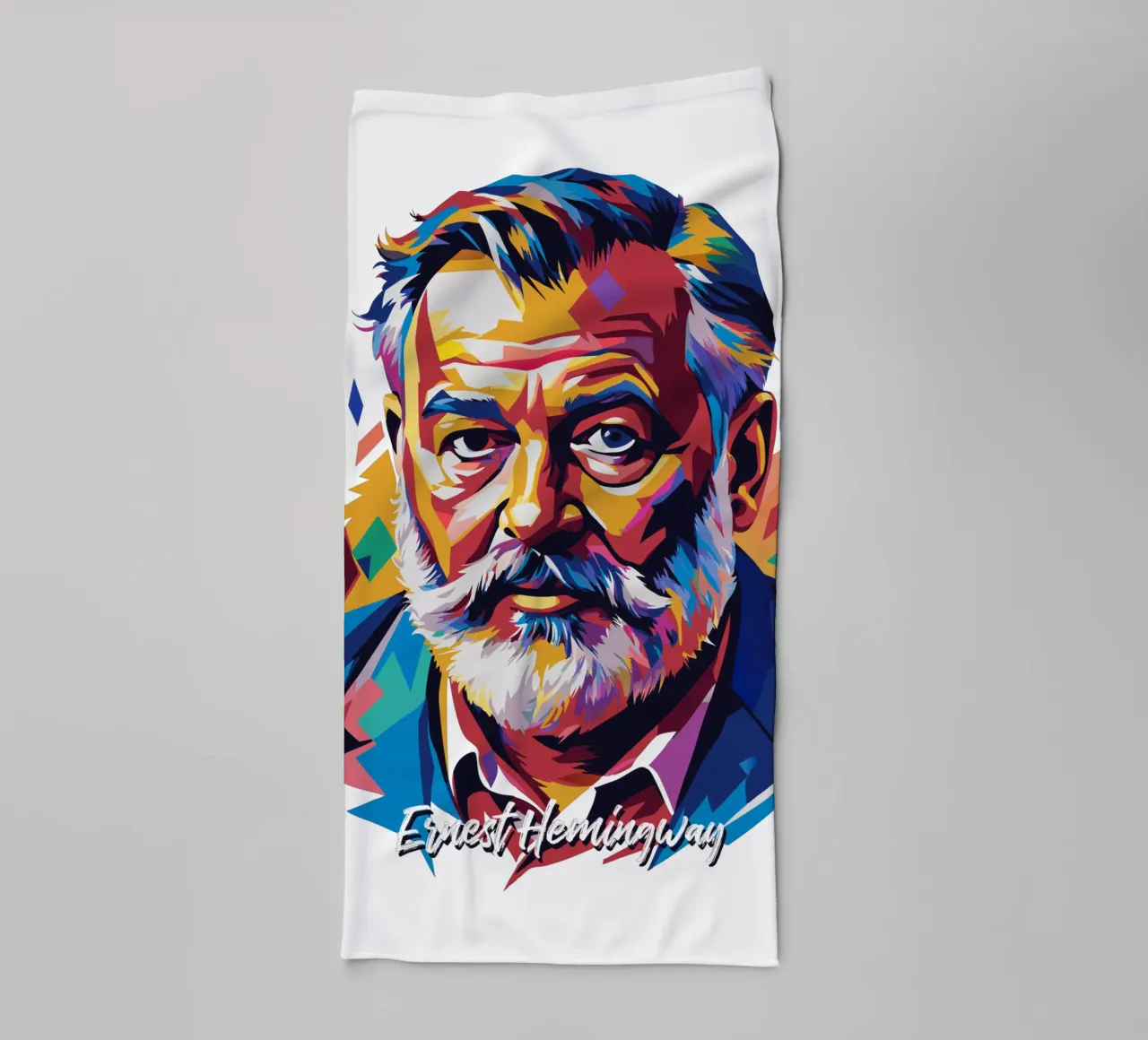 Ernest Hemingway in WPAP Pop Art towel by vectorartnesia