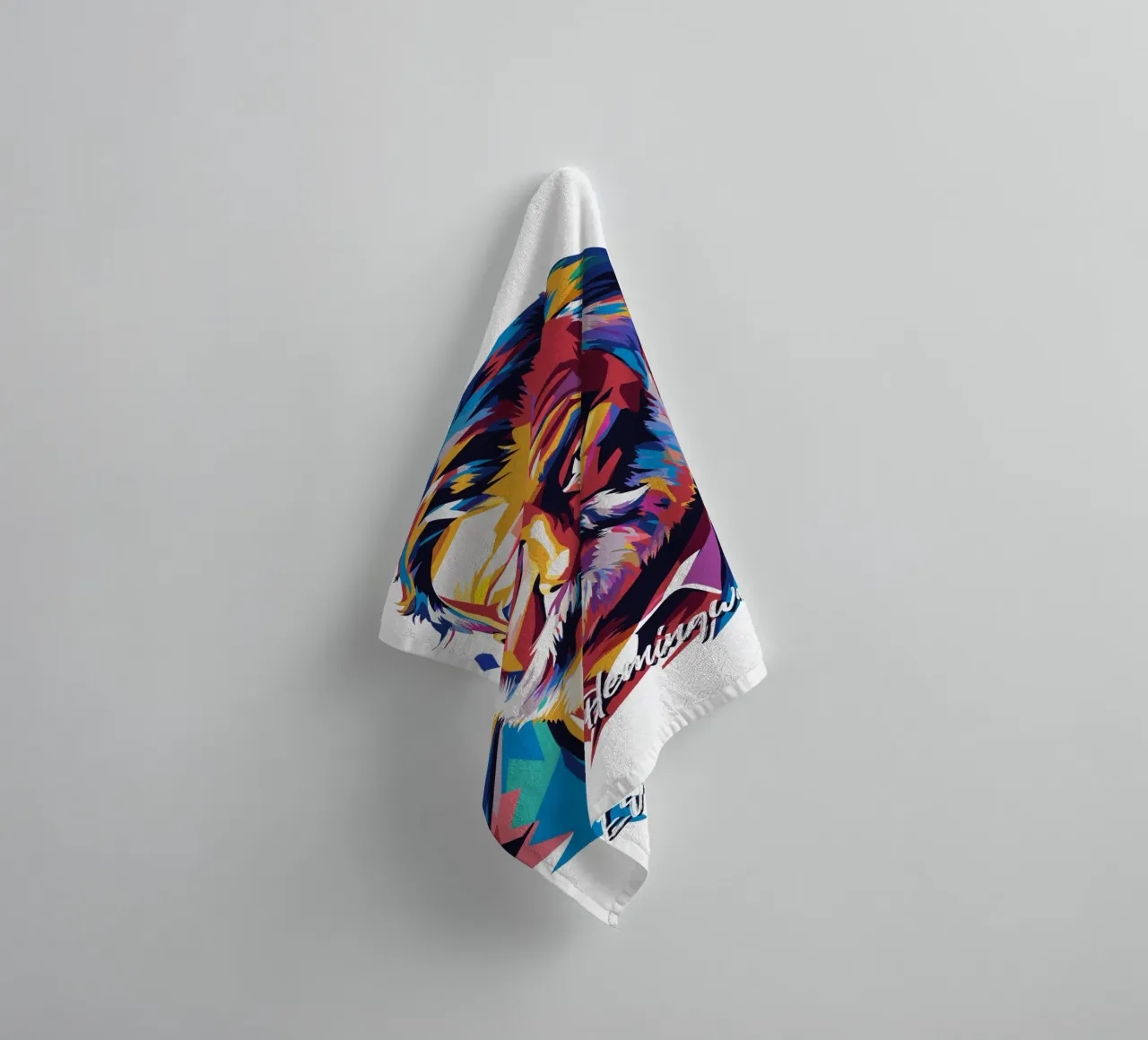 Ernest Hemingway in WPAP Pop Art towel by vectorartnesia