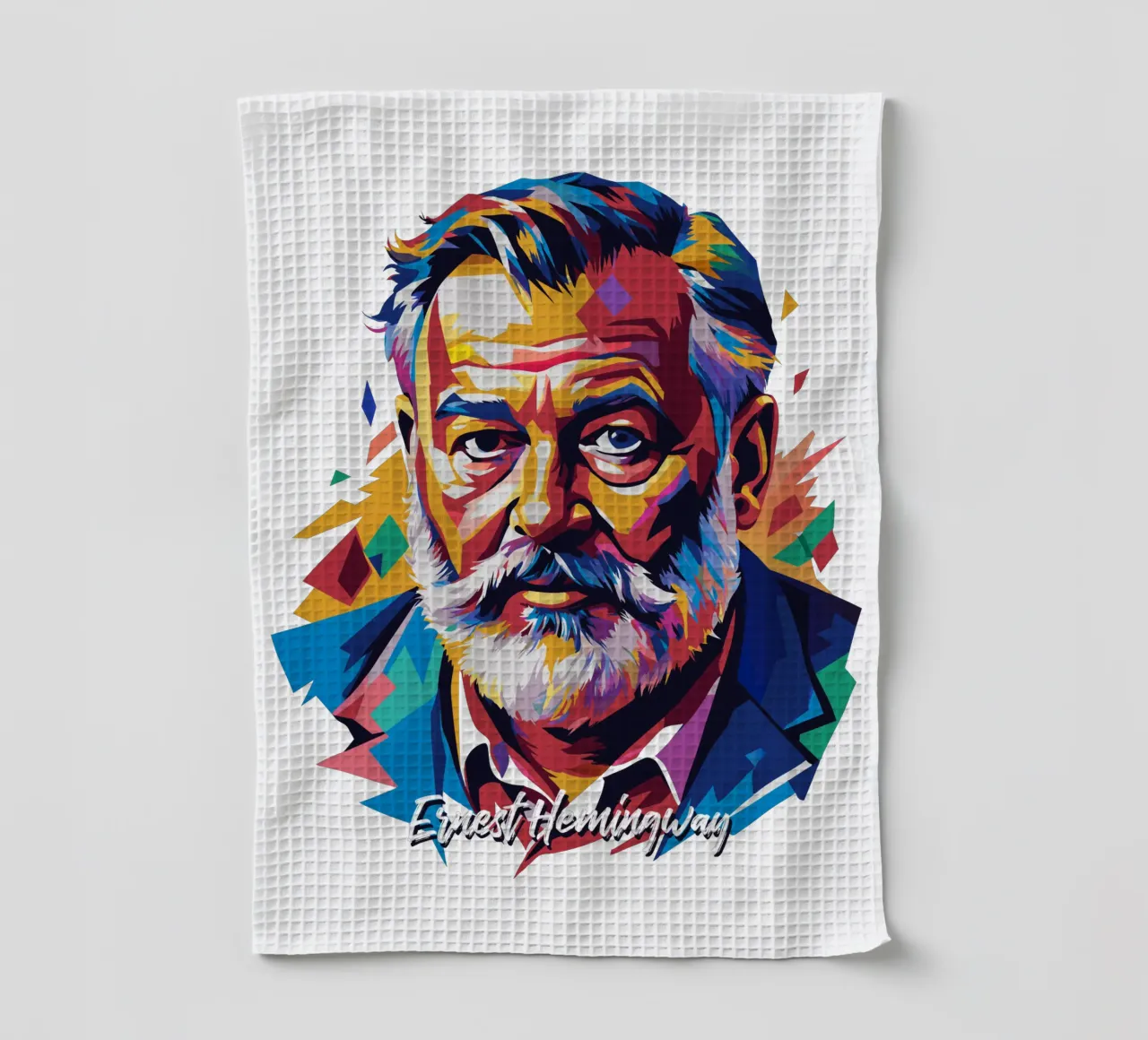 Ernest Hemingway in WPAP Pop Art Geschirrtuch von vectorartnesia