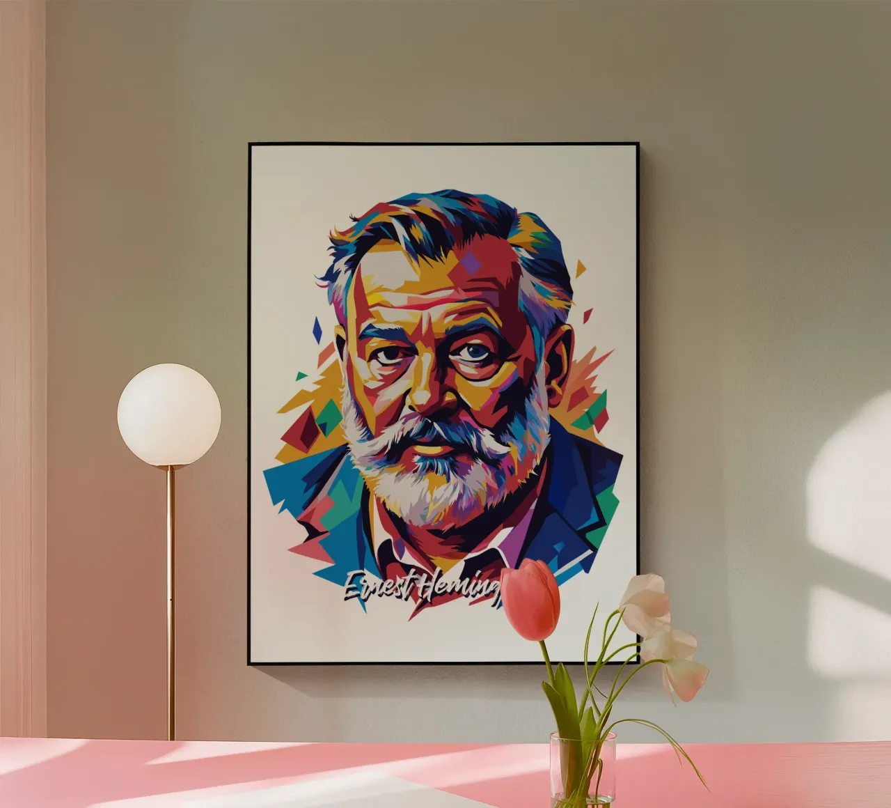 Ernest Hemingway in WPAP Pop Art plexiglass da vectorartnesia