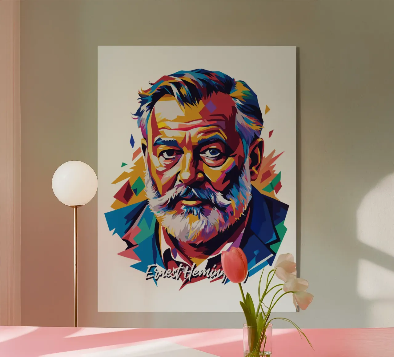 Ernest Hemingway in WPAP Pop Art Acryl-Glas von vectorartnesia