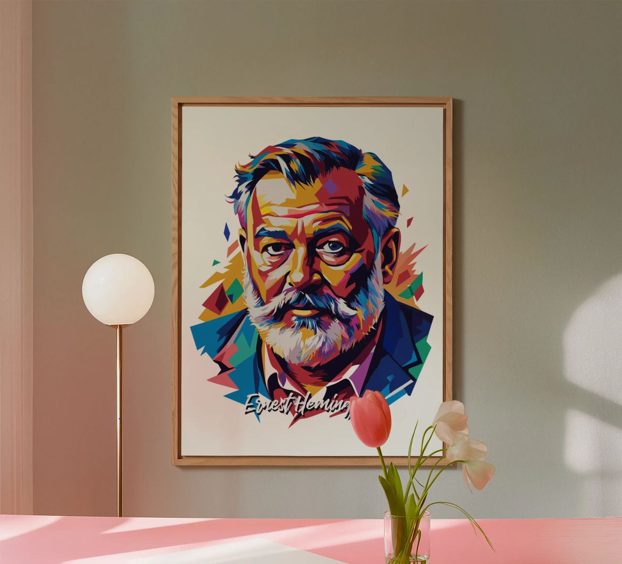Ernest Hemingway in WPAP Pop Art alluminio dibond da vectorartnesia