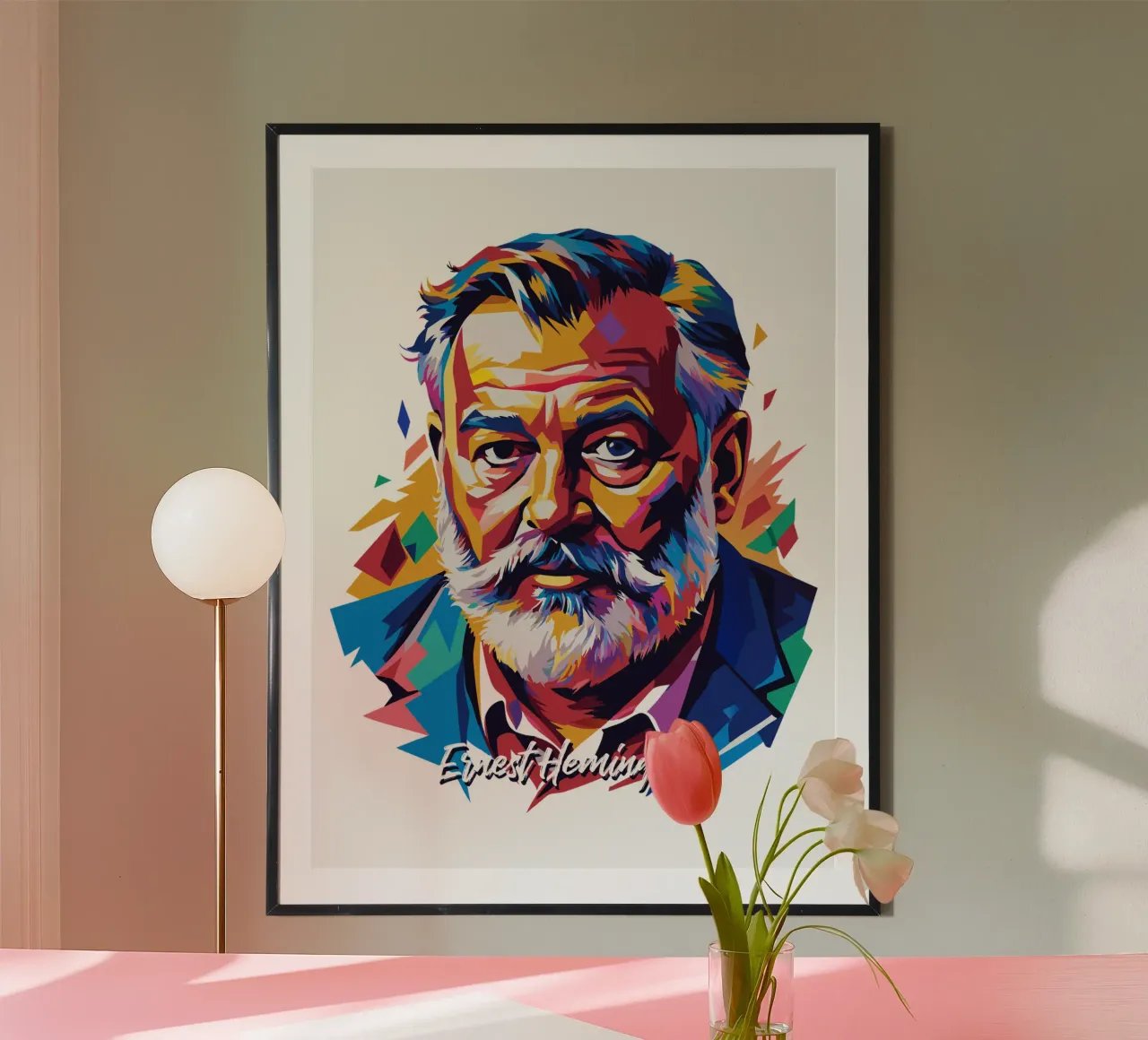 Ernest Hemingway in WPAP Pop Art carta hahnemühle da vectorartnesia