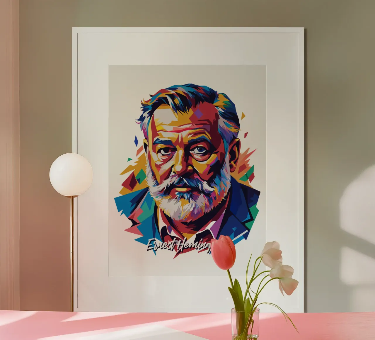 Ernest Hemingway in WPAP Pop Art poster de vectorartnesia