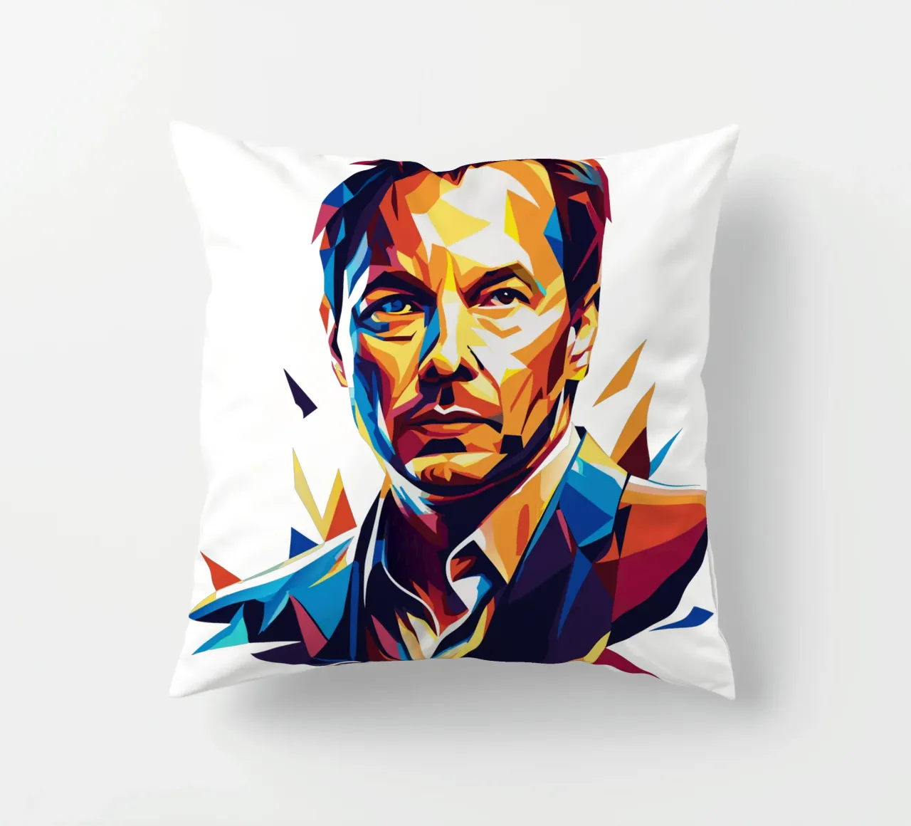 Elon Musk in WPAP Pop Art Kissen von vectorartnesia