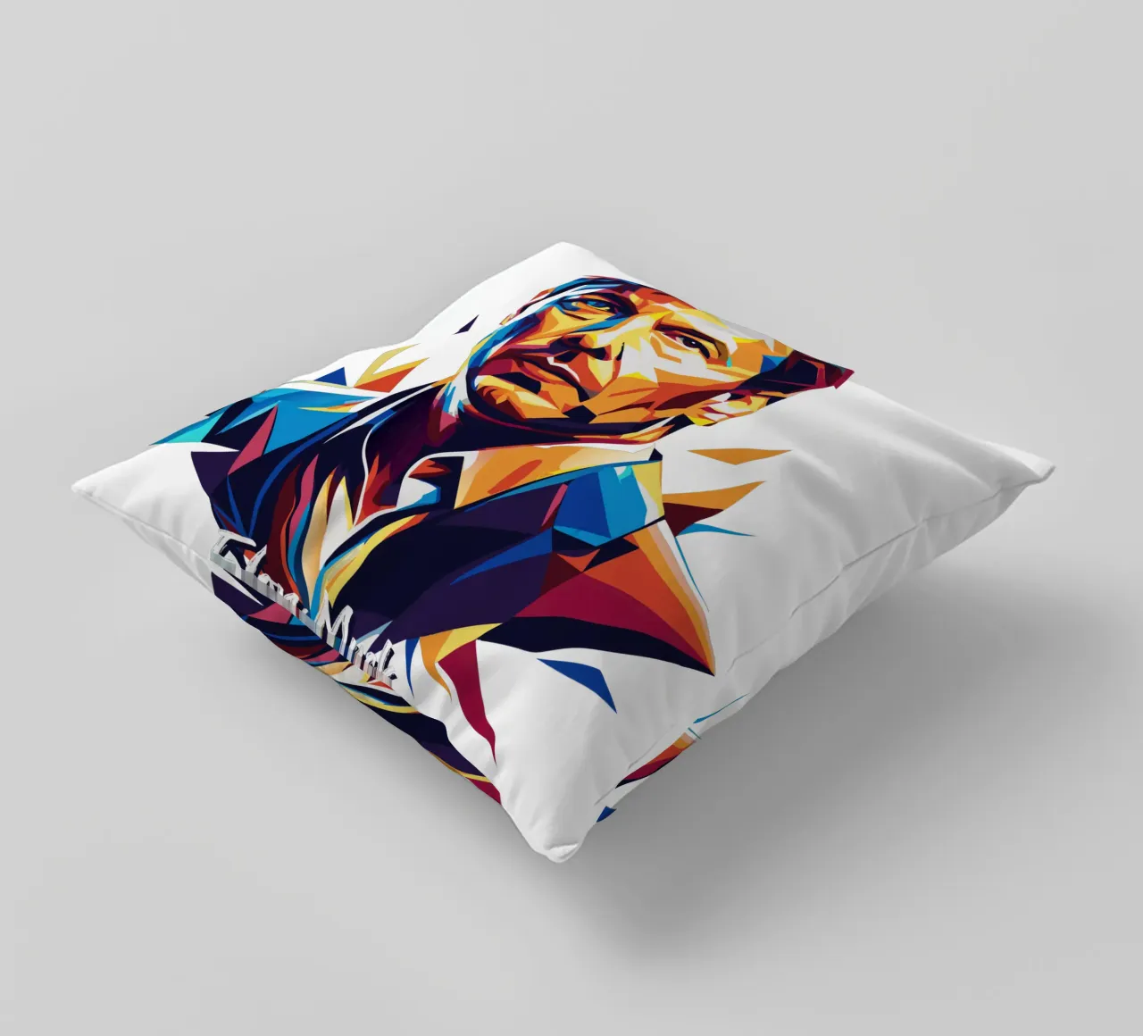 Elon Musk in WPAP Pop Art decorative cushion by vectorartnesia