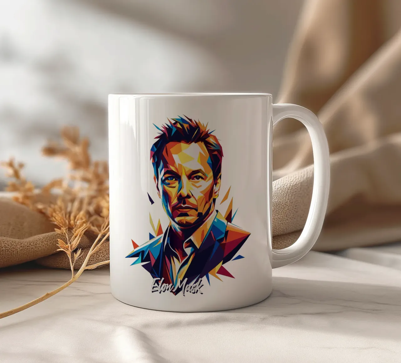 Elon Musk in WPAP Pop Art mug en céramique de vectorartnesia
