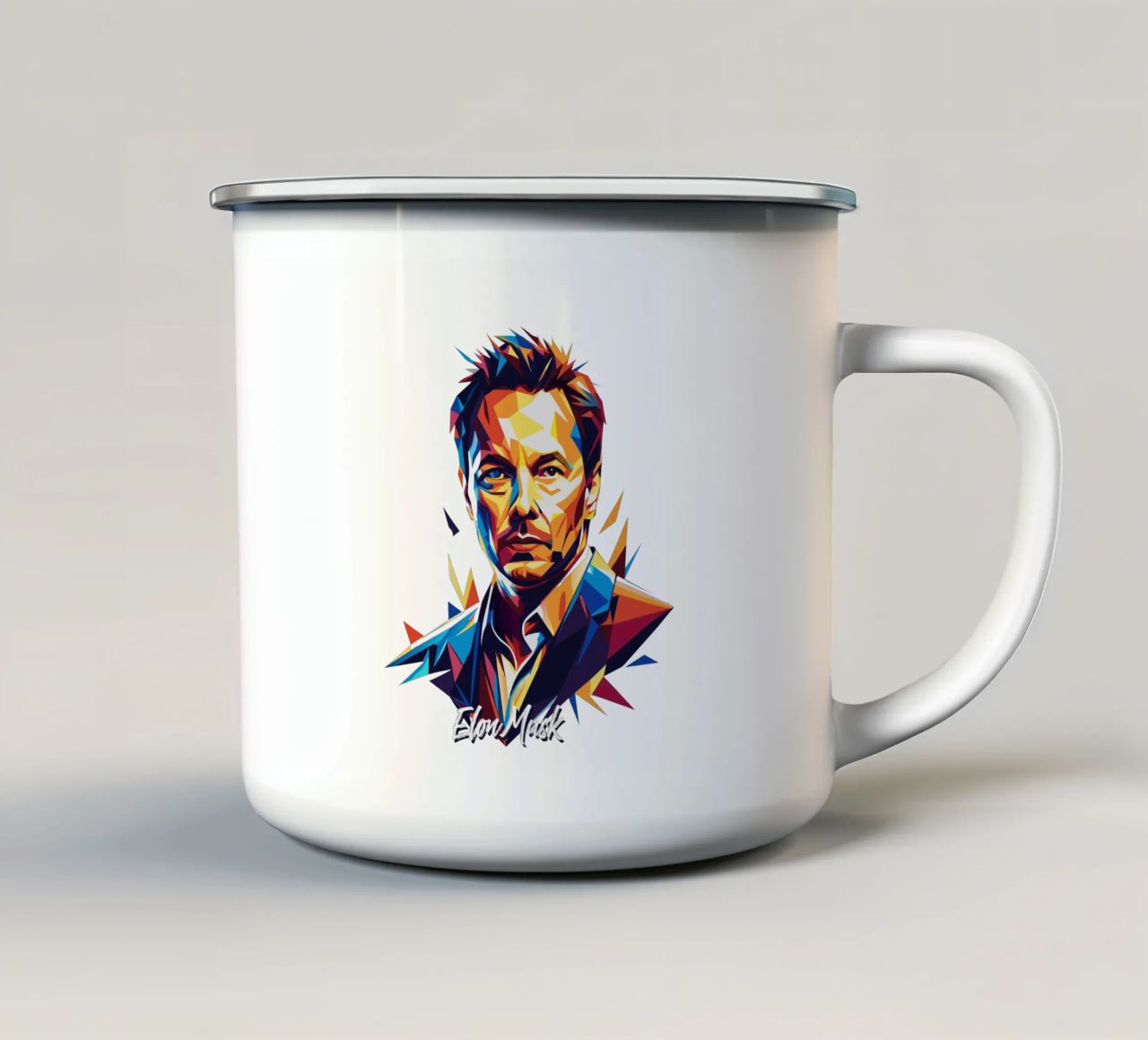 Elon Musk in WPAP Pop Art tazza in smalto da vectorartnesia
