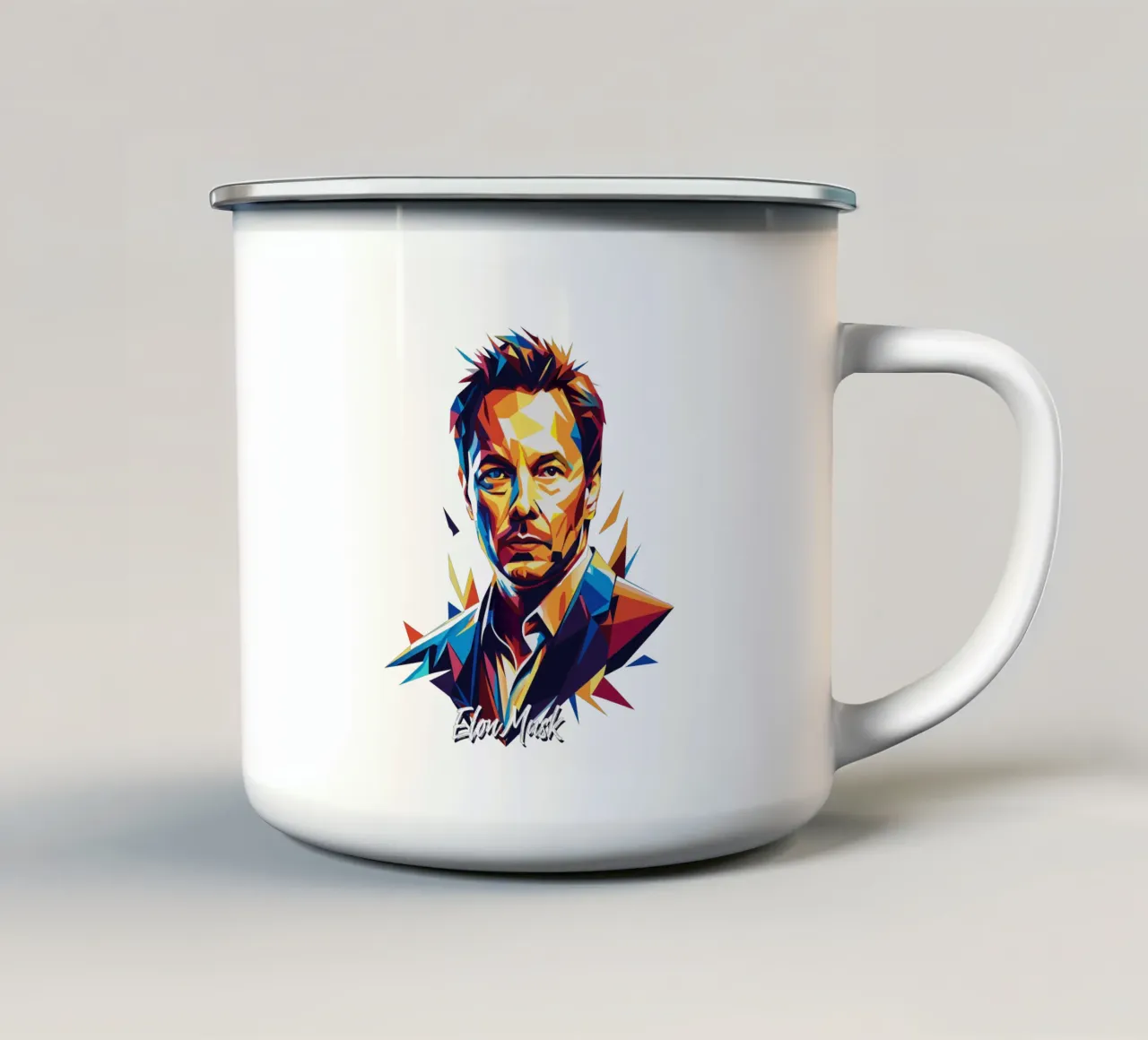 Elon Musk in WPAP Pop Art mug en émail de vectorartnesia