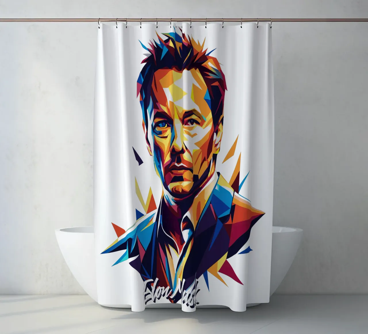 Elon Musk in WPAP Pop Art tenda da doccia da vectorartnesia