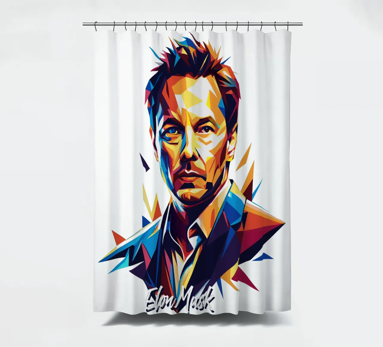 Elon Musk in WPAP Pop Art tenda da doccia da vectorartnesia
