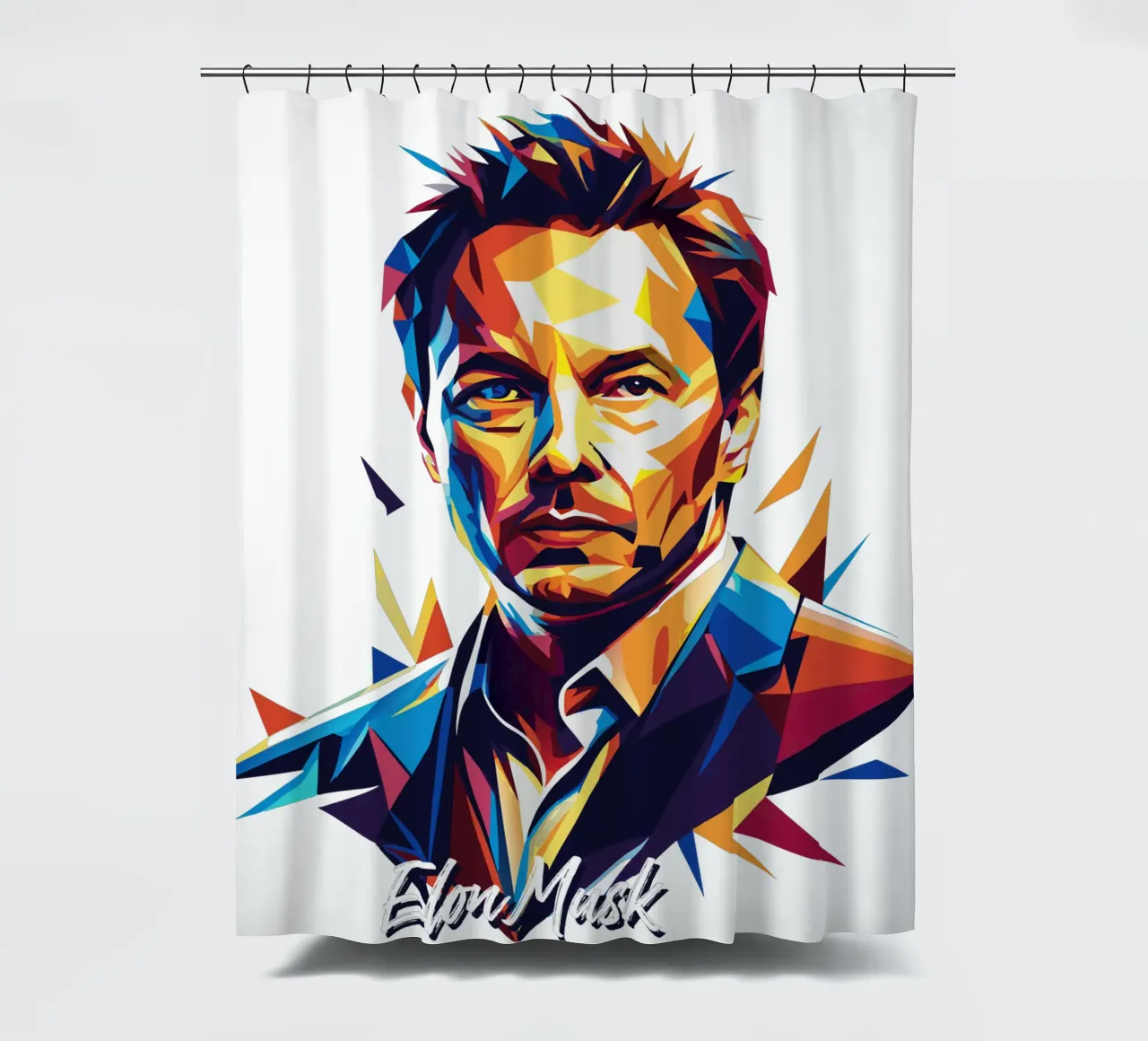Elon Musk in WPAP Pop Art tenda da doccia da vectorartnesia