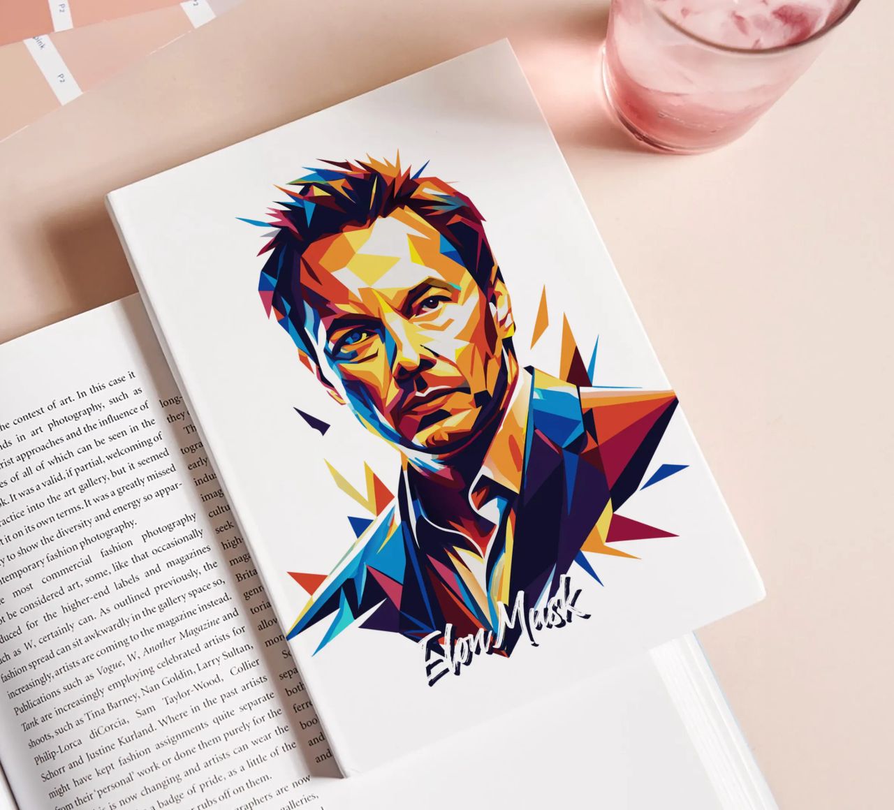 Elon Musk in WPAP Pop Art notebook by vectorartnesia