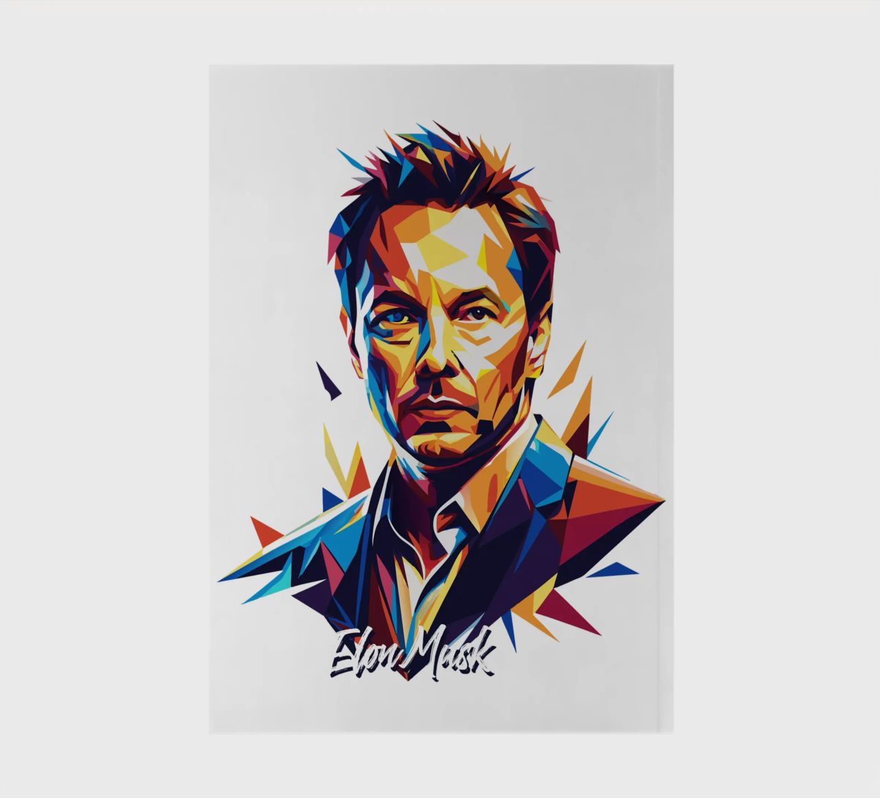 Elon Musk in WPAP Pop Art notebook by vectorartnesia