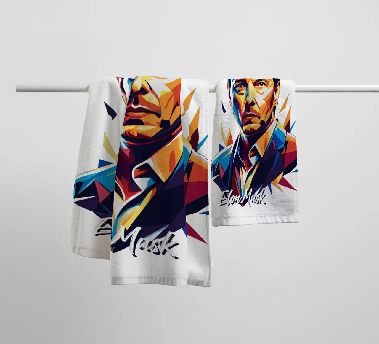 Elon Musk in WPAP Pop Art asciugamano da bagno da vectorartnesia