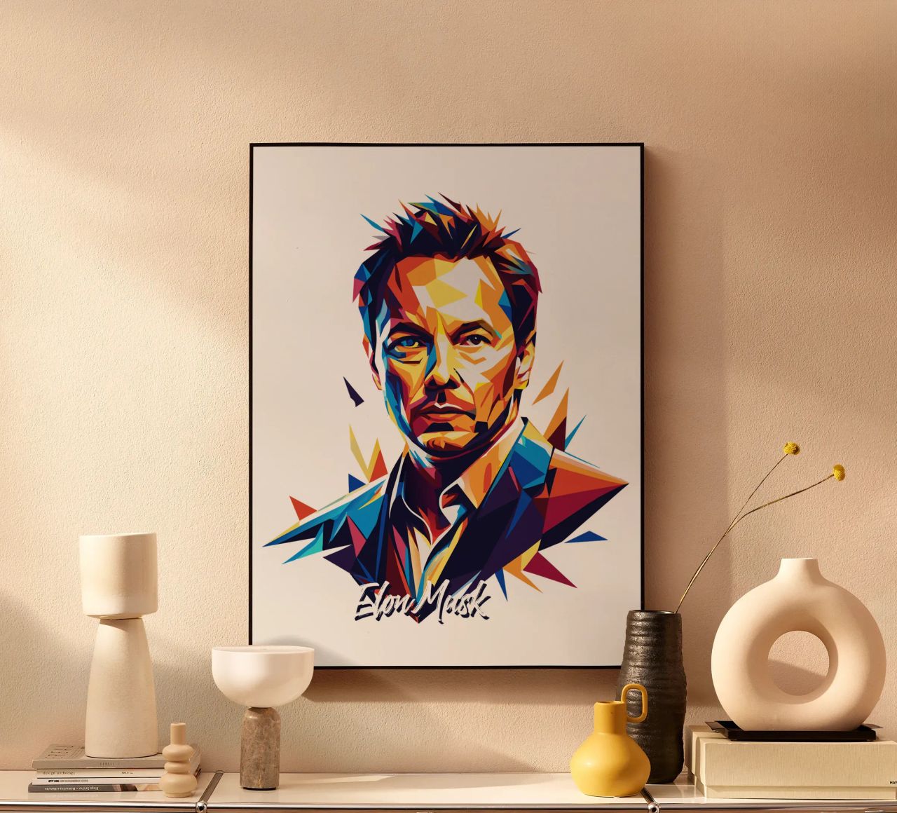 Elon Musk in WPAP Pop Art plexiglass da vectorartnesia