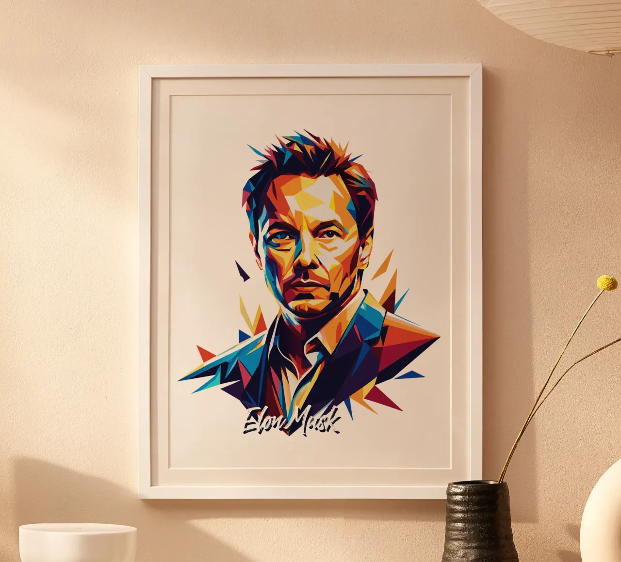 Elon Musk in WPAP Pop Art hahnemühle de vectorartnesia