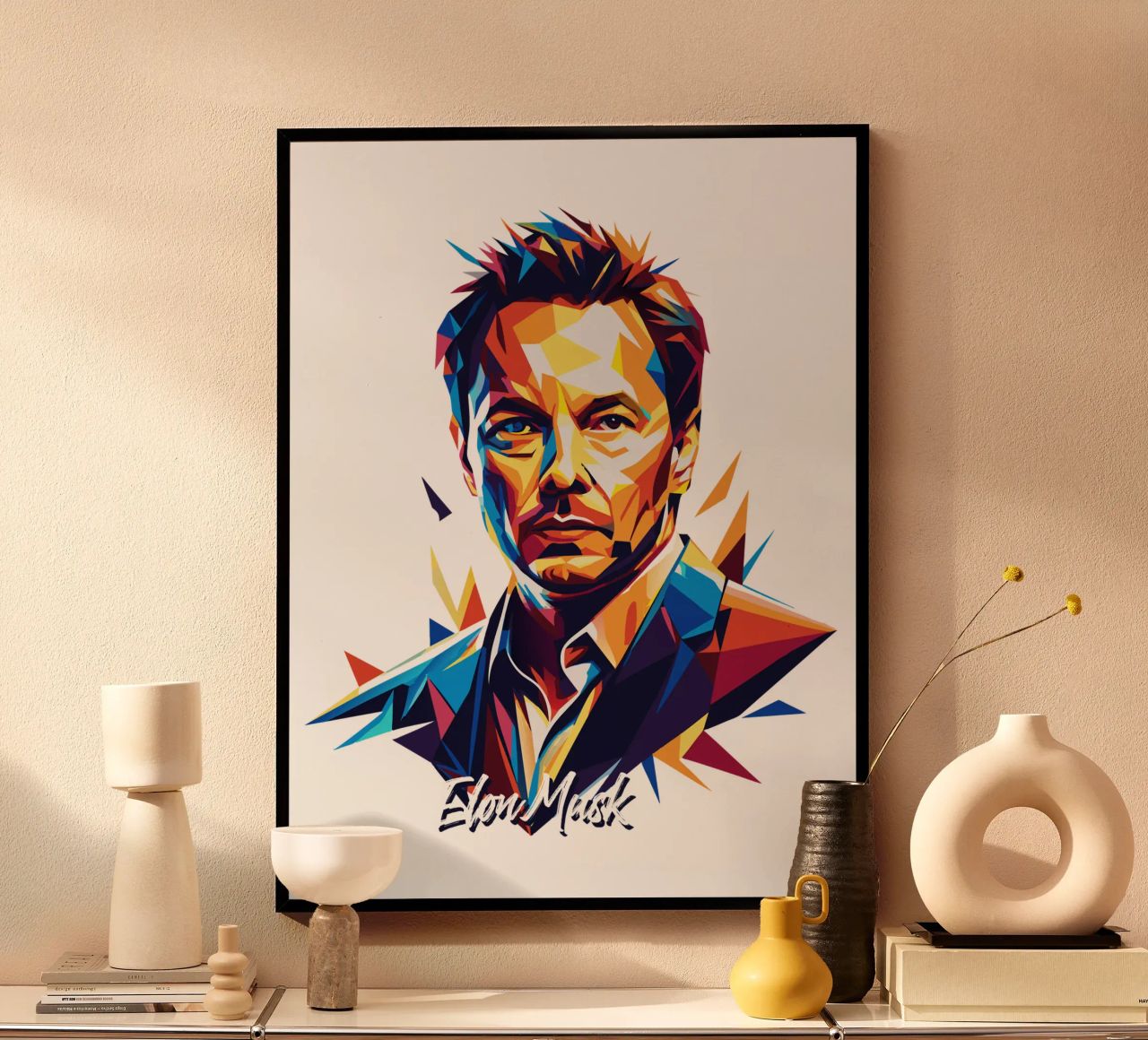 Elon Musk in WPAP Pop Art carta hahnemühle da vectorartnesia
