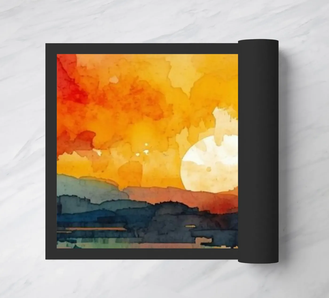 Sunset Aquarell Fußmatte von NorthLine