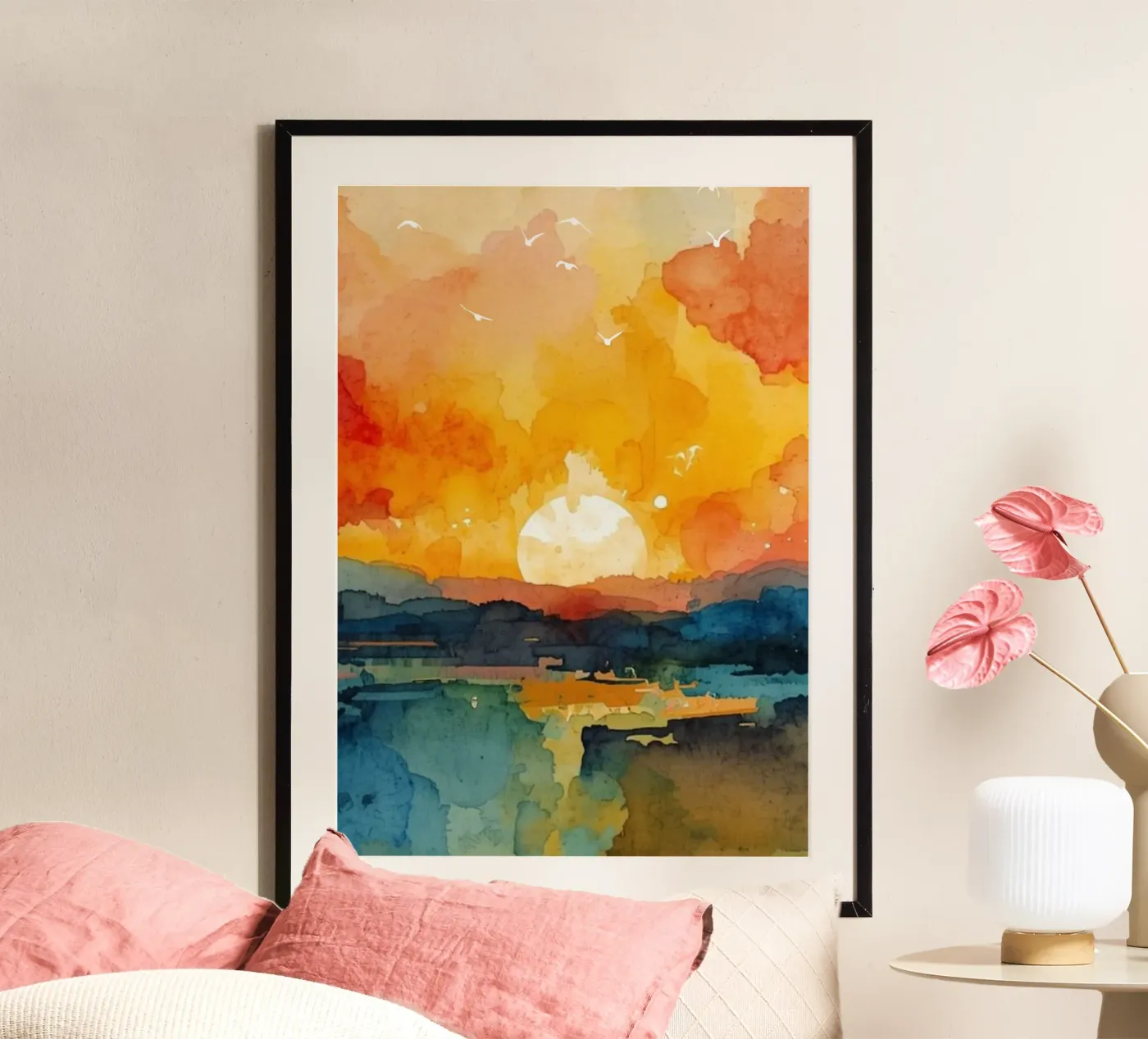 Sunset Aquarell poster by NorthLine