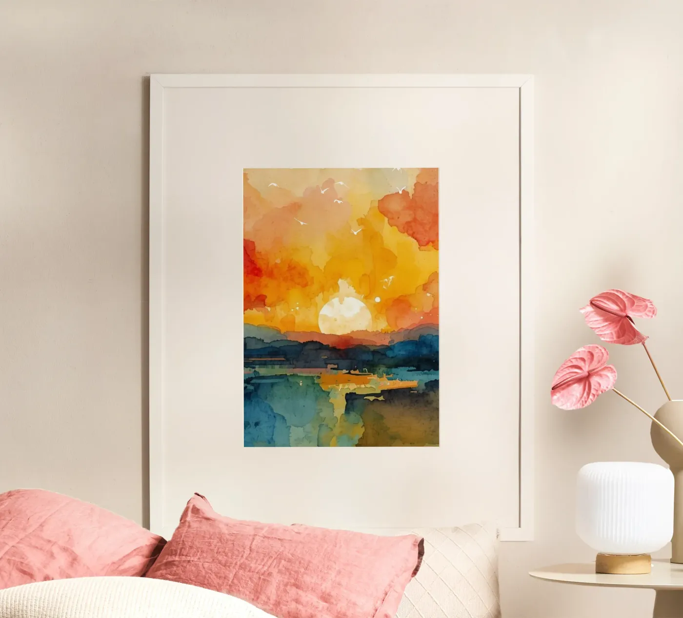 Sunset Aquarell poster by NorthLine