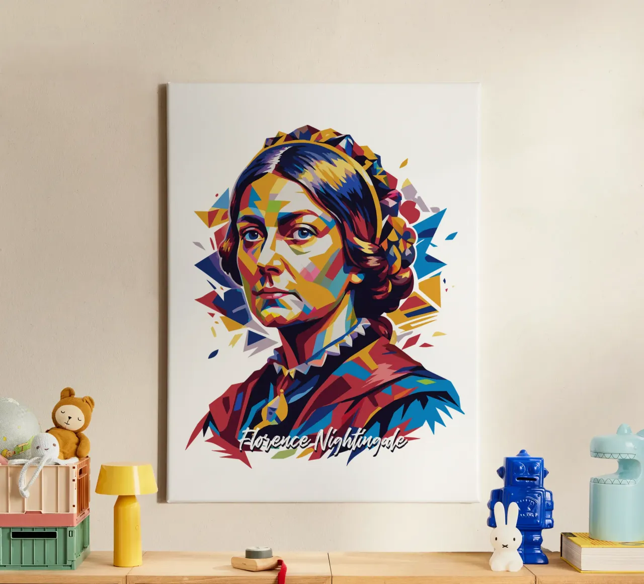 Florence Nightingale in WPAP Pop Art canvas by vectorartnesia