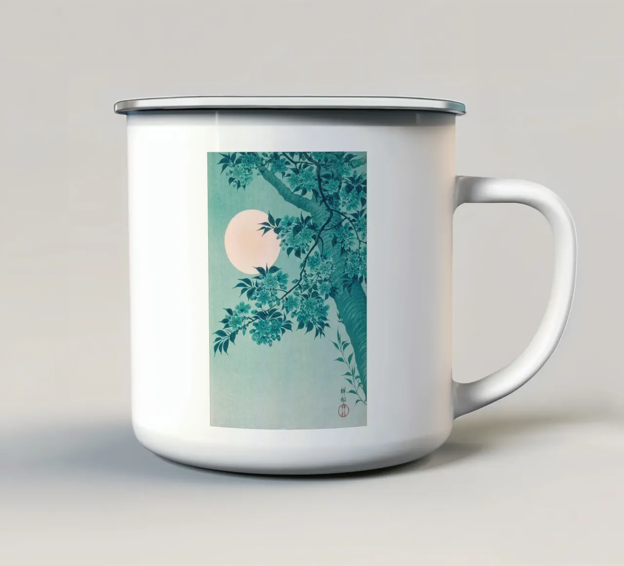Serenità dei ciliegi in fiore al chiaro di luna tazza in smalto da Artistic-shop