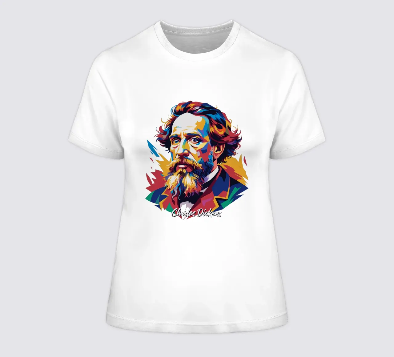 Charles Dickens in WPAP Pop Art t-shirt da donna da vectorartnesia