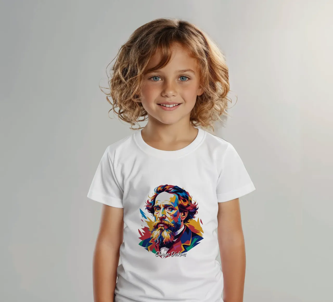 Charles Dickens in WPAP Pop Art t-shirt bambini da vectorartnesia