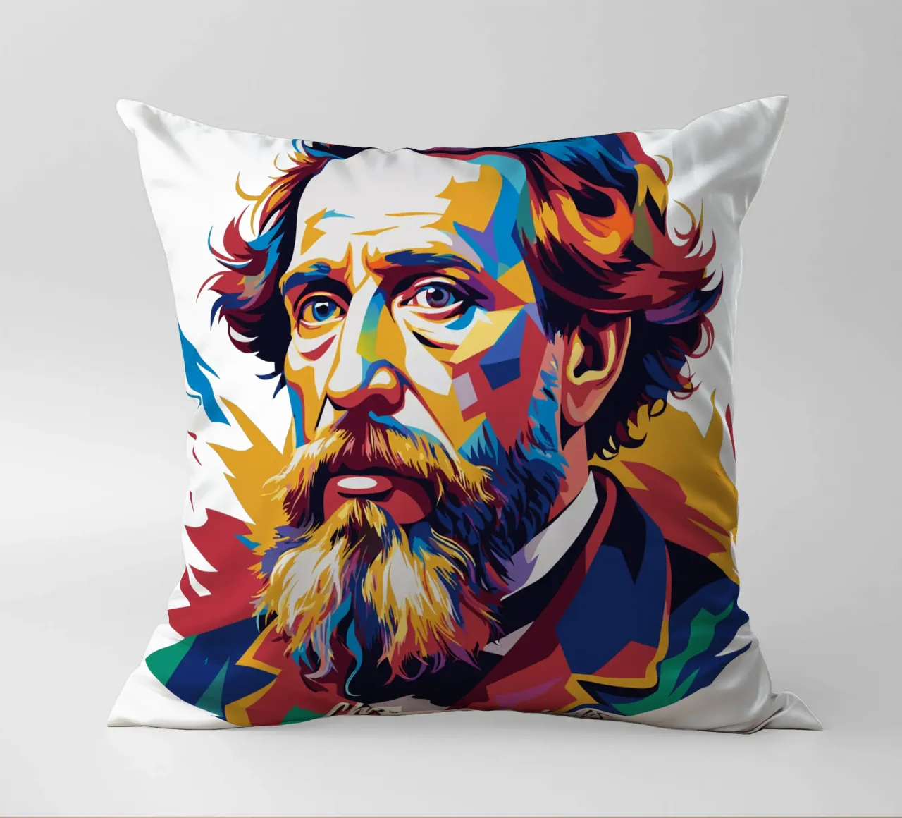 Charles Dickens in WPAP Pop Art cuscino da vectorartnesia