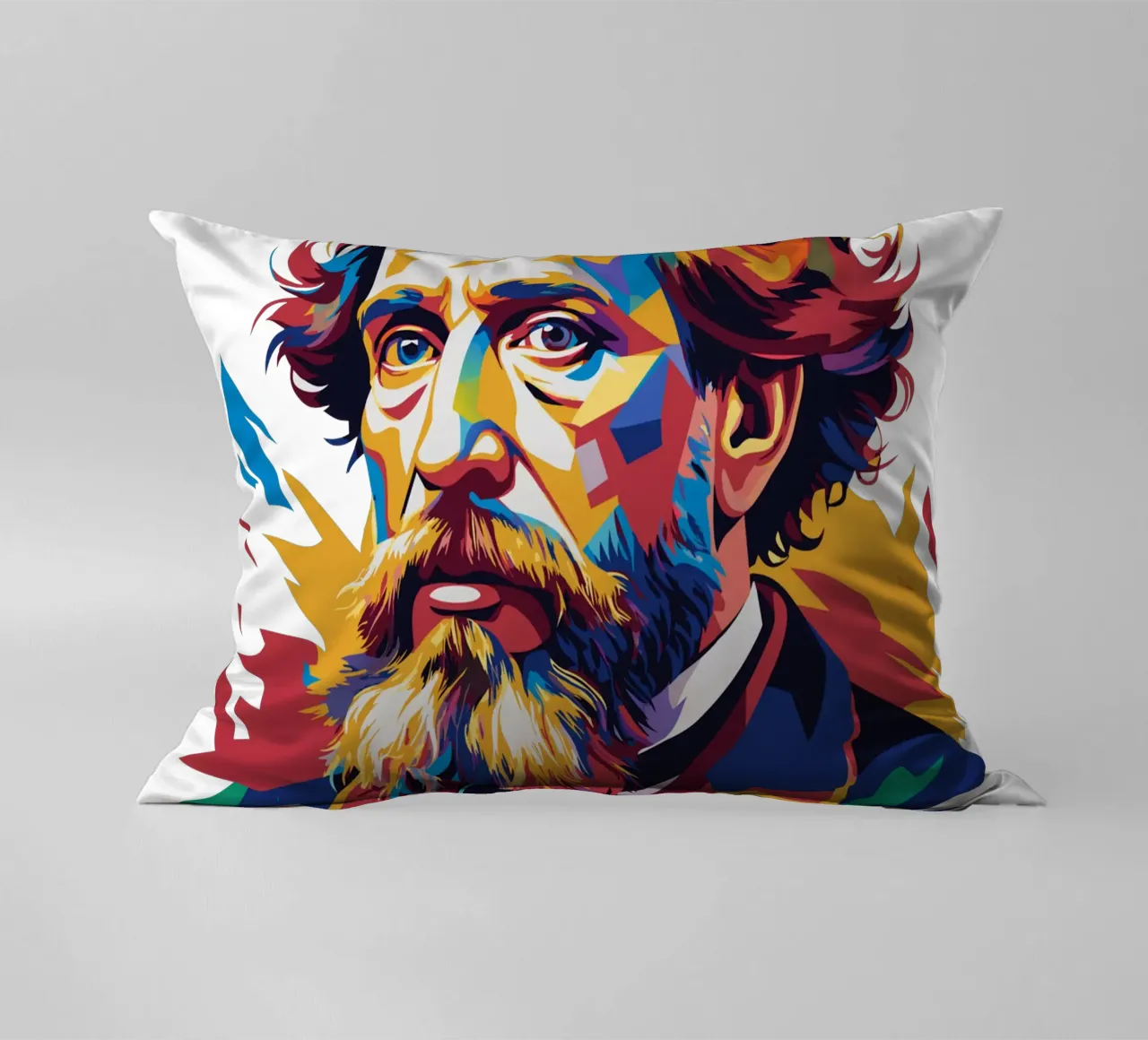 Charles Dickens in WPAP Pop Art cuscino da vectorartnesia