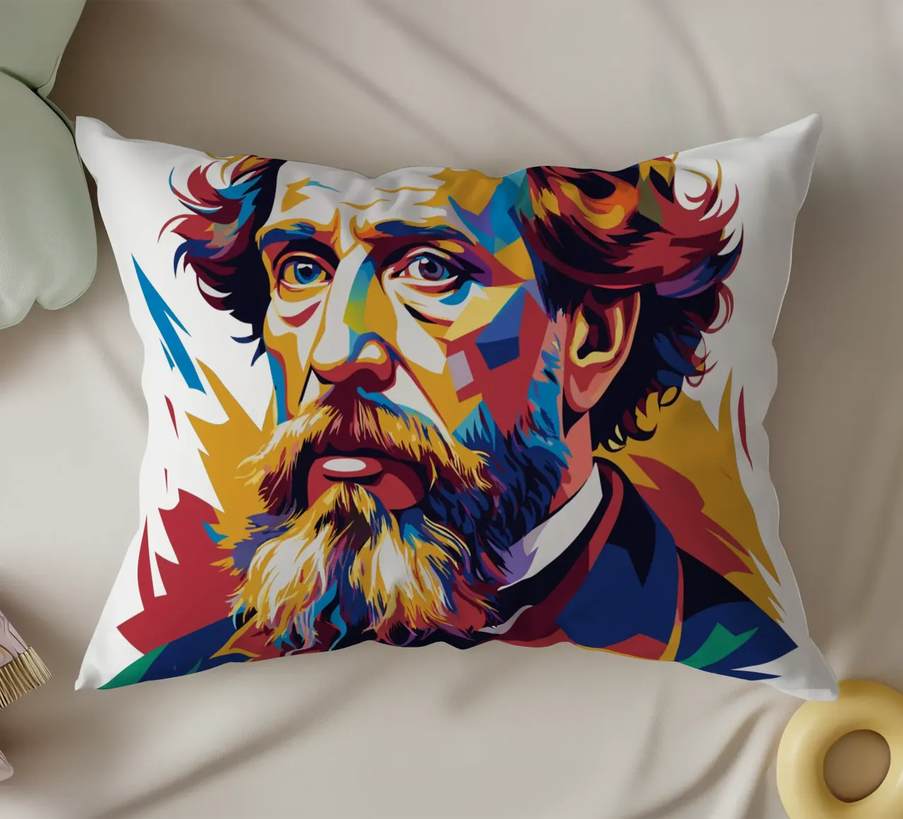 Charles Dickens in WPAP Pop Art cuscino da vectorartnesia