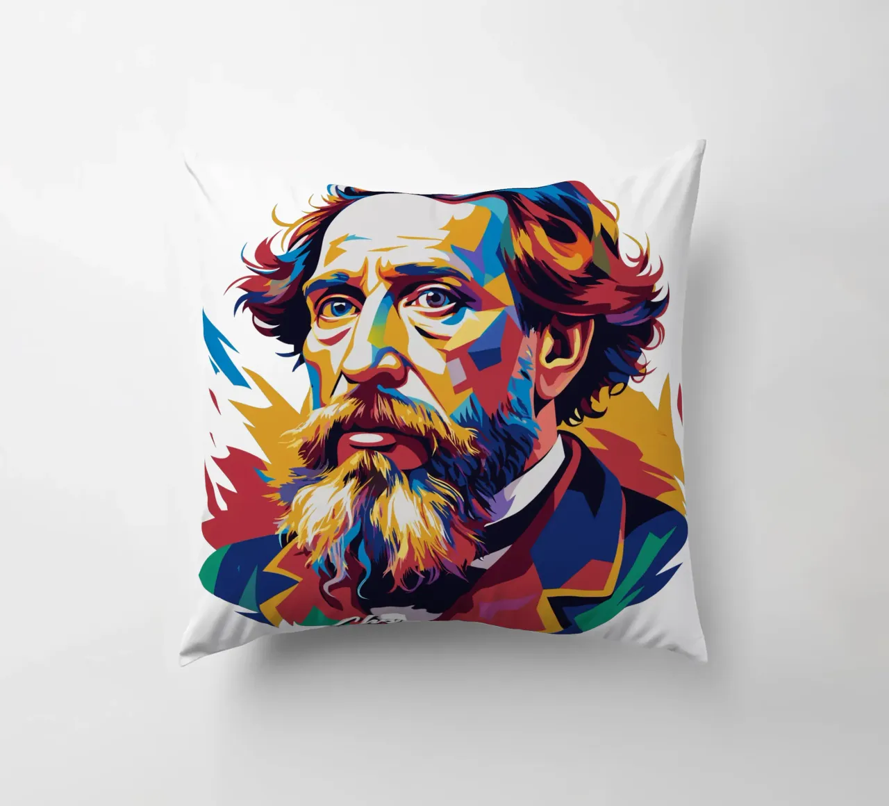 Charles Dickens in WPAP Pop Art cuscino da vectorartnesia