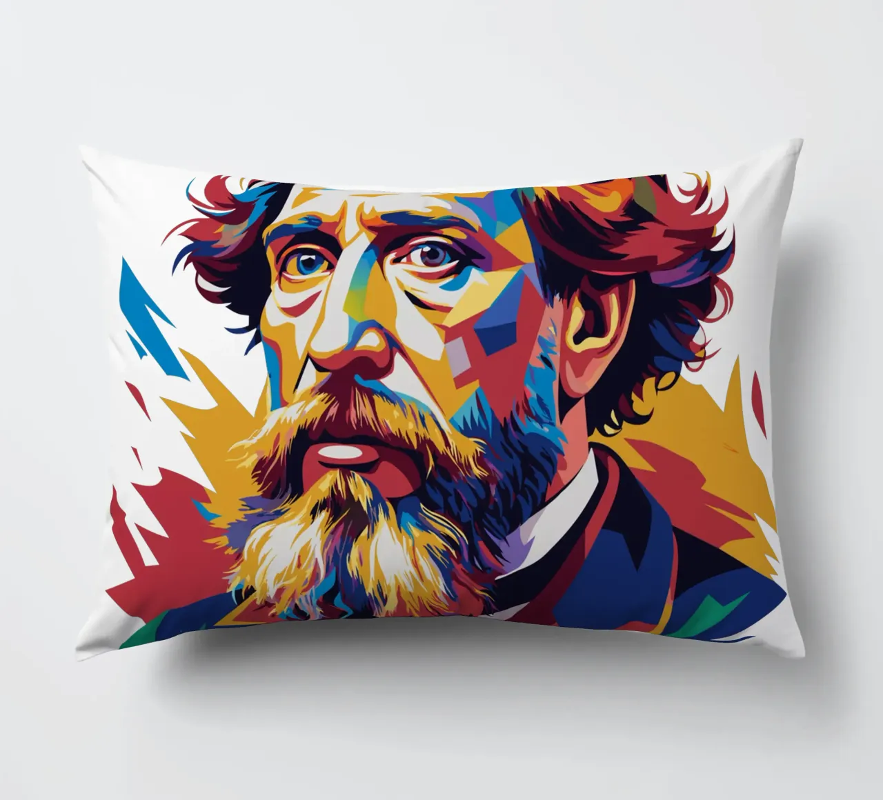 Charles Dickens in WPAP Pop Art cuscino da vectorartnesia