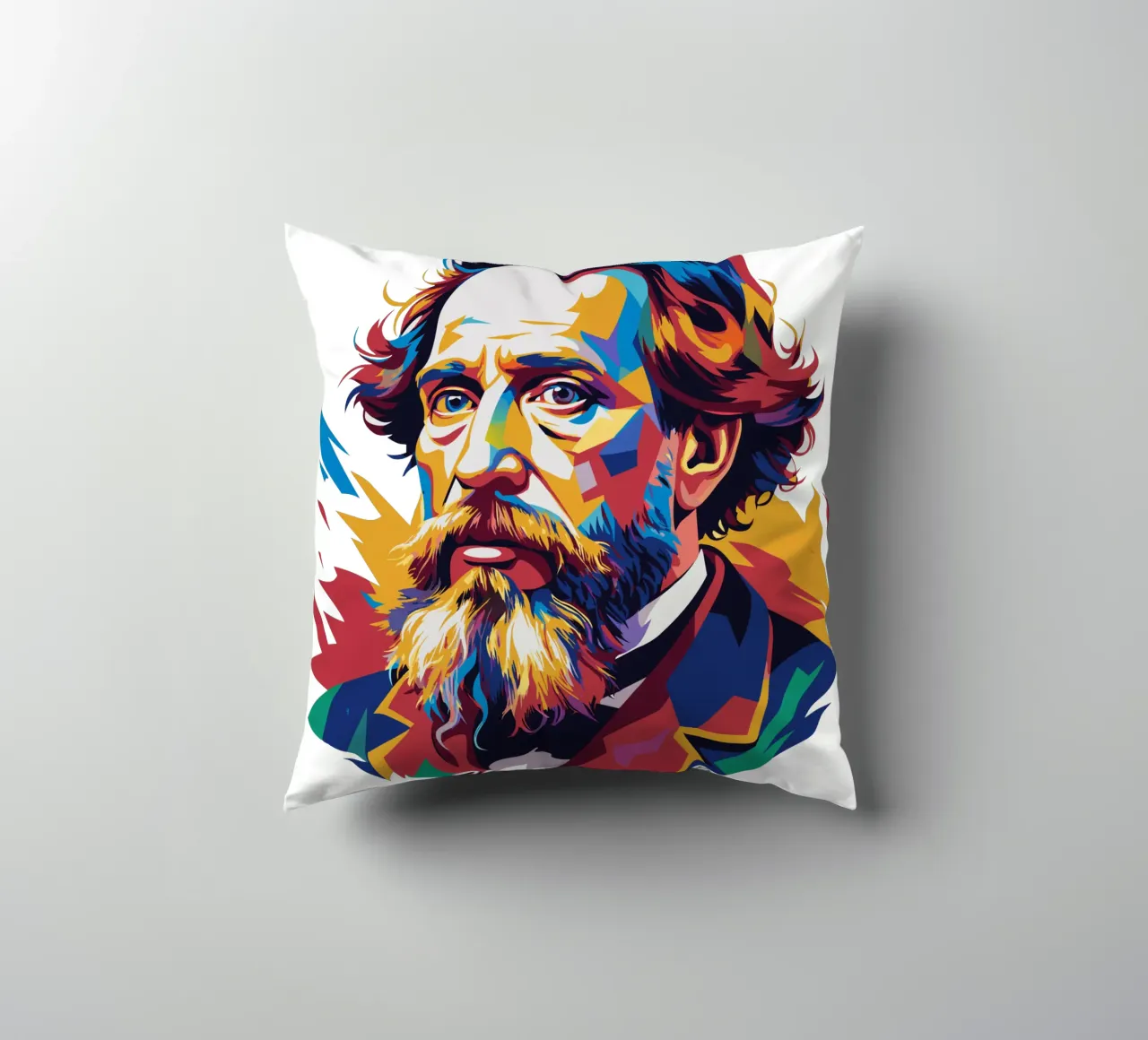 Charles Dickens in WPAP Pop Art cuscino da vectorartnesia
