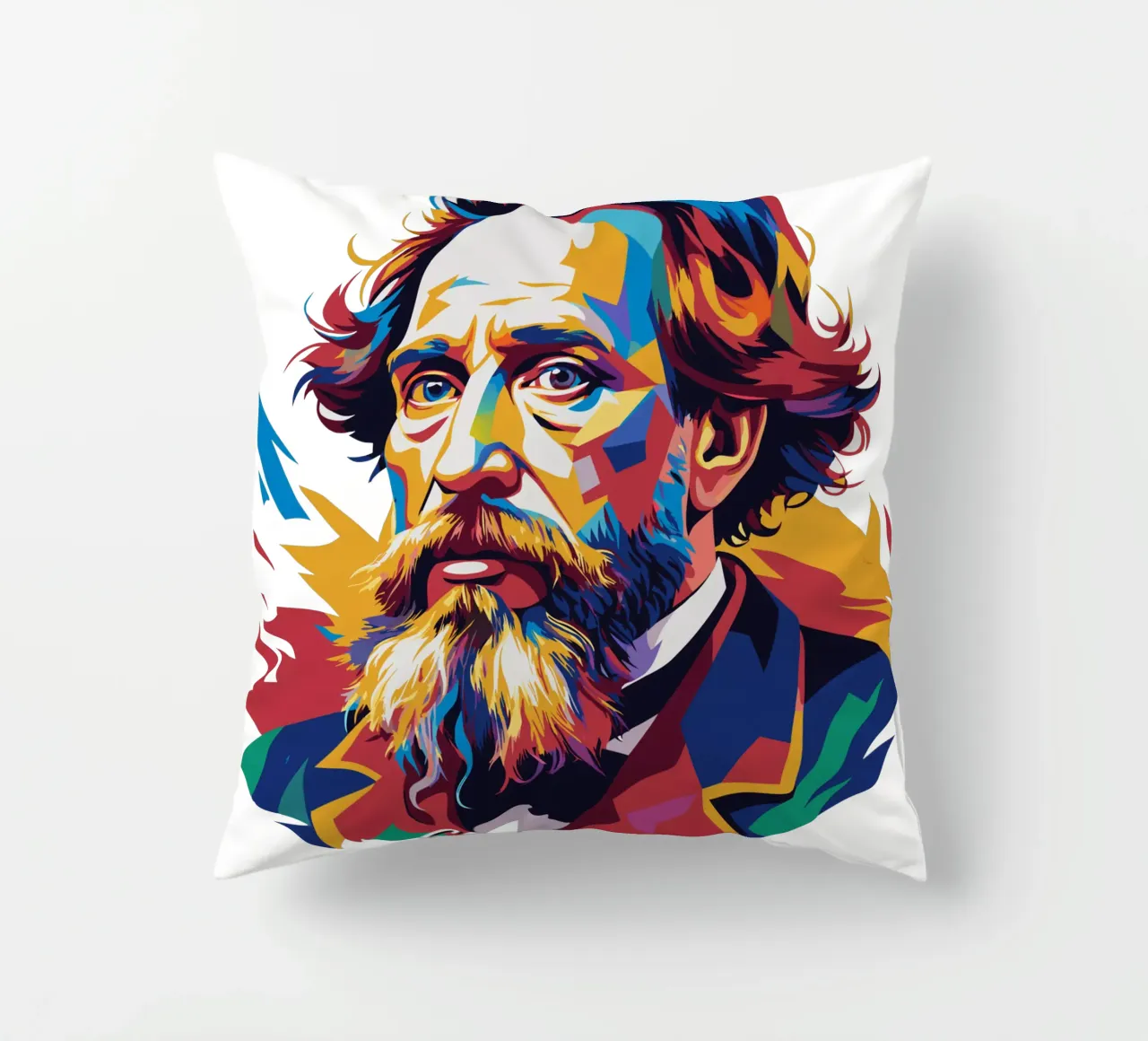Charles Dickens in WPAP Pop Art cuscino da vectorartnesia