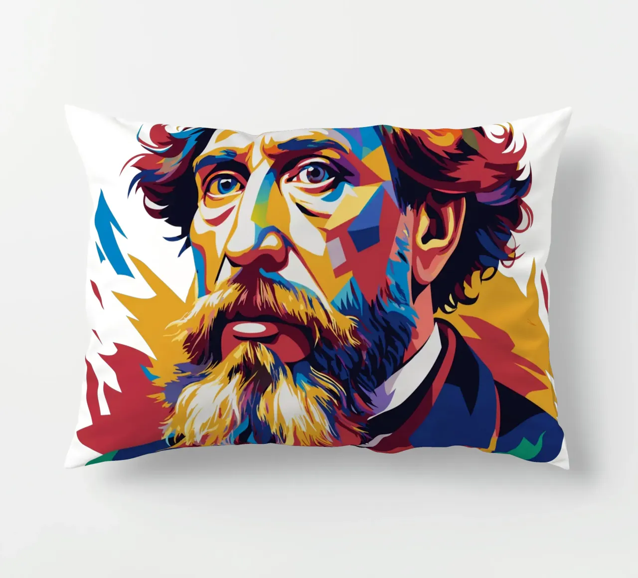 Charles Dickens in WPAP Pop Art cuscino da vectorartnesia