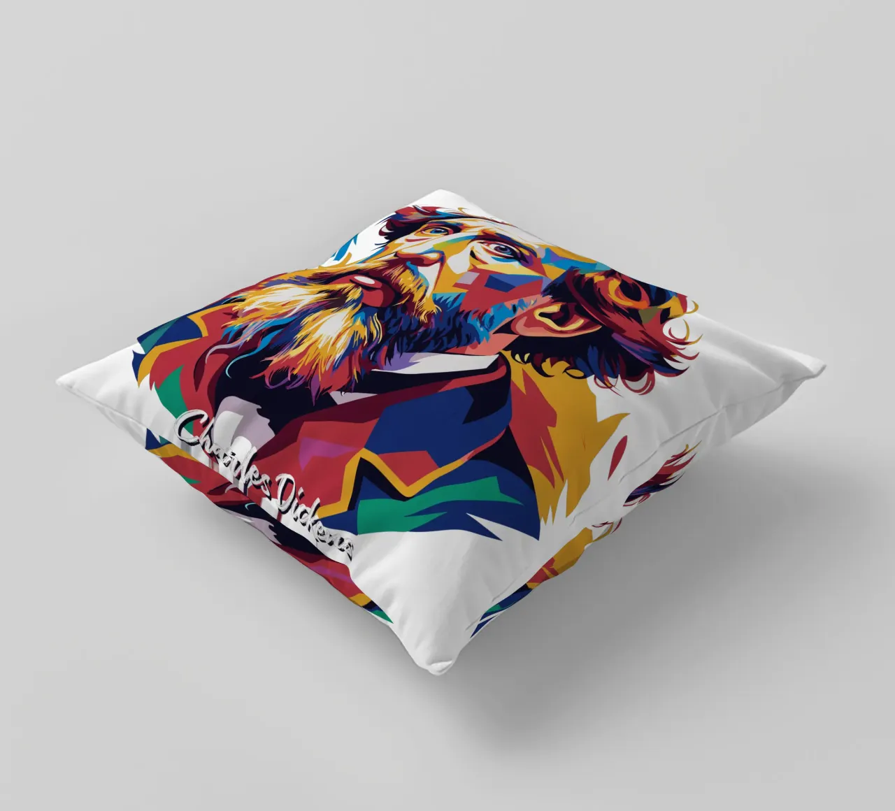 Charles Dickens in WPAP Pop Art cuscino da vectorartnesia