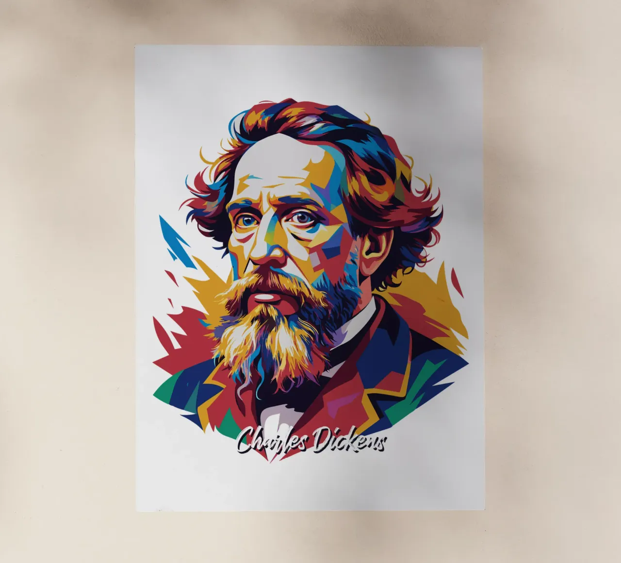 Charles Dickens in WPAP Pop Art pellicola backlit da vectorartnesia