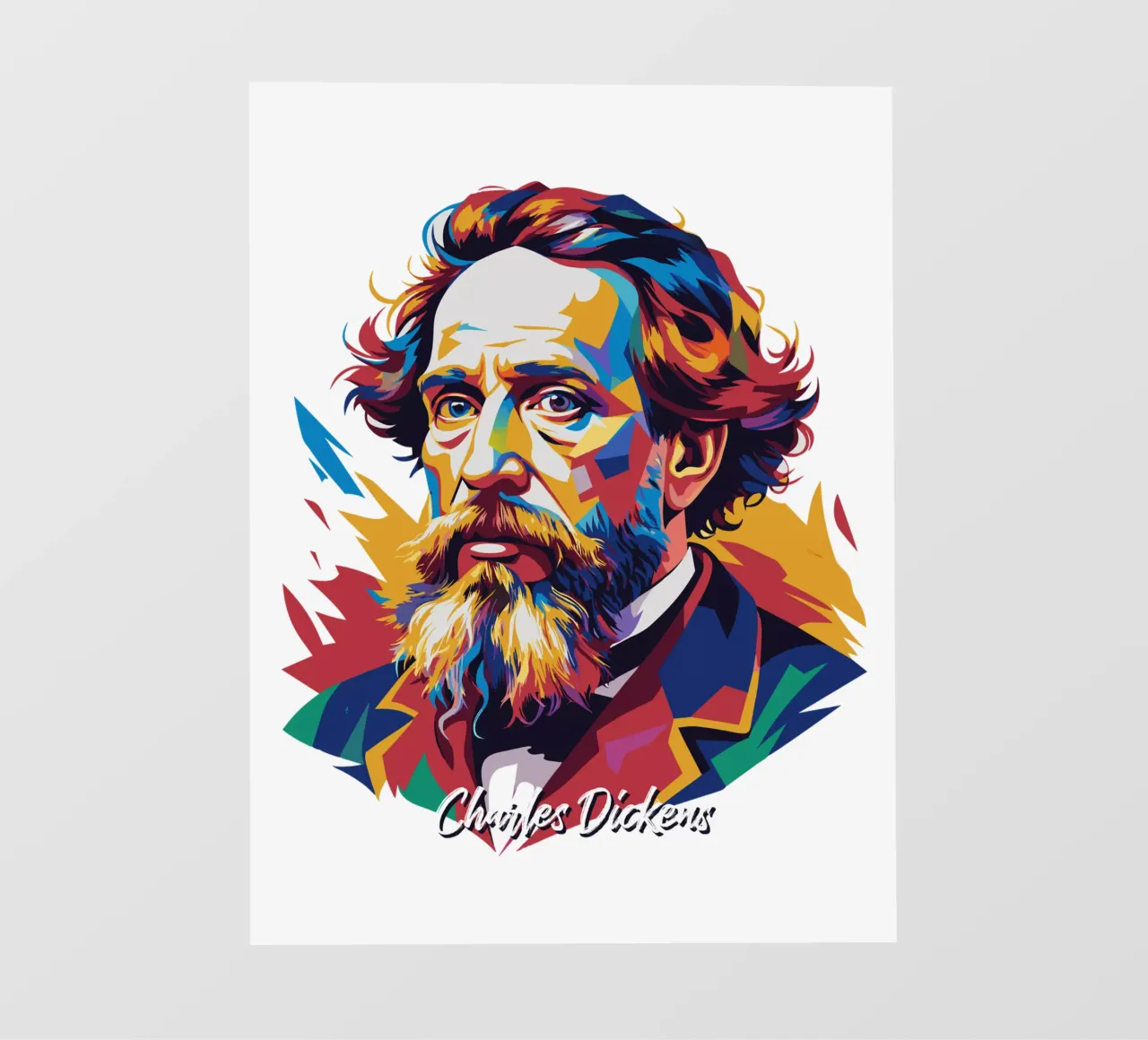 Charles Dickens in WPAP Pop Art telo in pvc da vectorartnesia