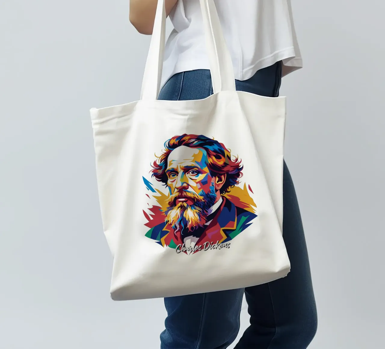 Charles Dickens in WPAP Pop Art borsa in juta da vectorartnesia