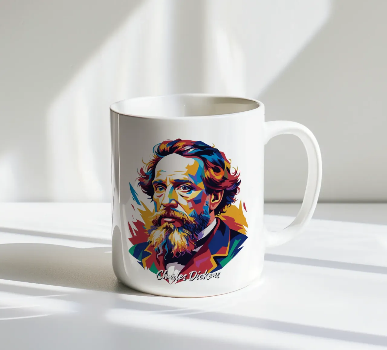 Charles Dickens in WPAP Pop Art tazza in ceramica da vectorartnesia