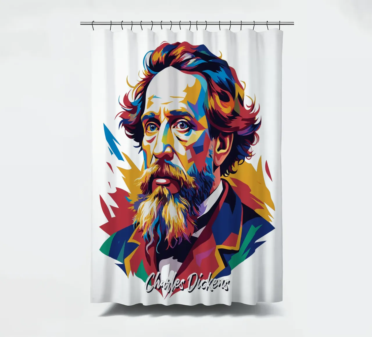 Charles Dickens in WPAP Pop Art tenda da doccia da vectorartnesia