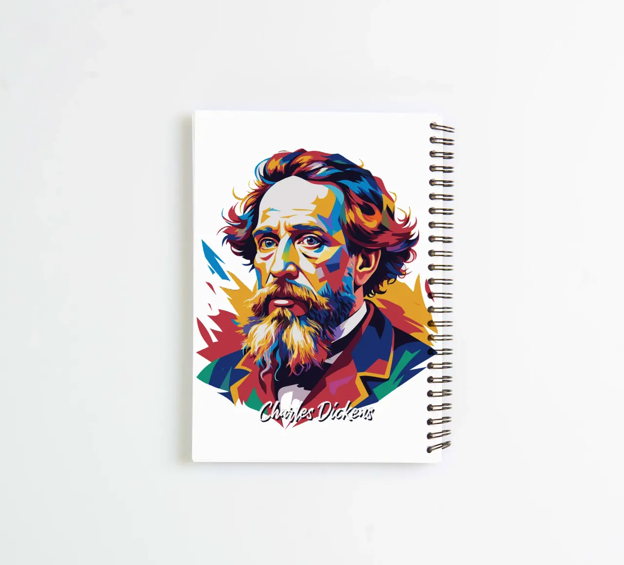 Charles Dickens in WPAP Pop Art spiral notebook by vectorartnesia