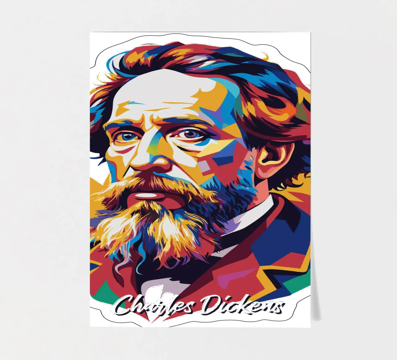 Charles Dickens in WPAP Pop Art foglio adesivo da vectorartnesia