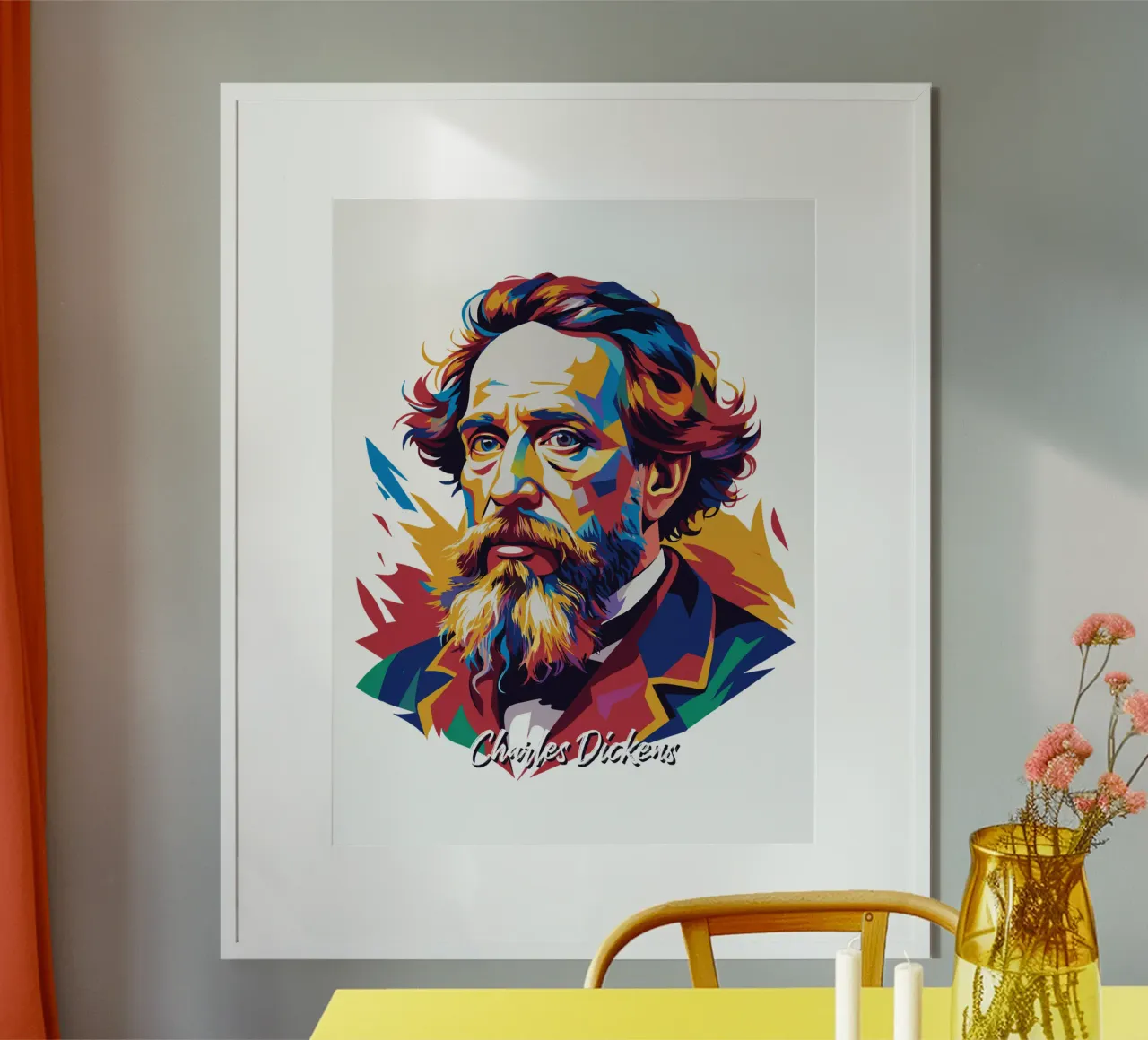 Charles Dickens in WPAP Pop Art carta hahnemühle da vectorartnesia