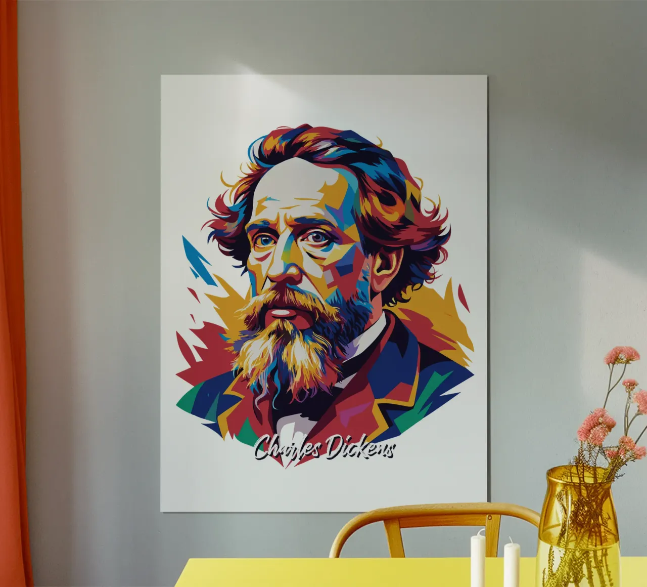 Charles Dickens in WPAP Pop Art carta hahnemühle da vectorartnesia