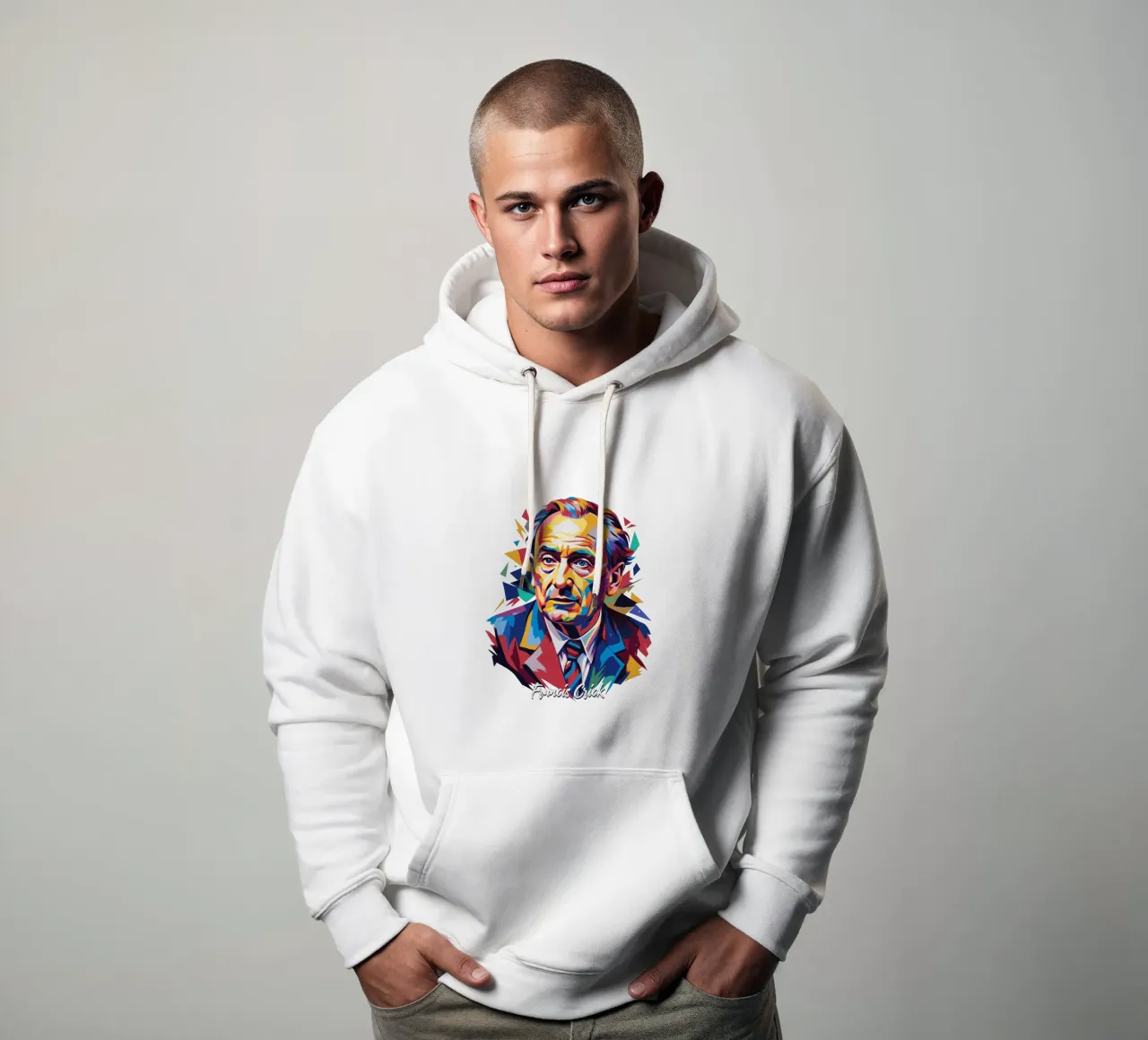 Francis Crick in WPAP Pop Art felpa con cappuccio da vectorartnesia