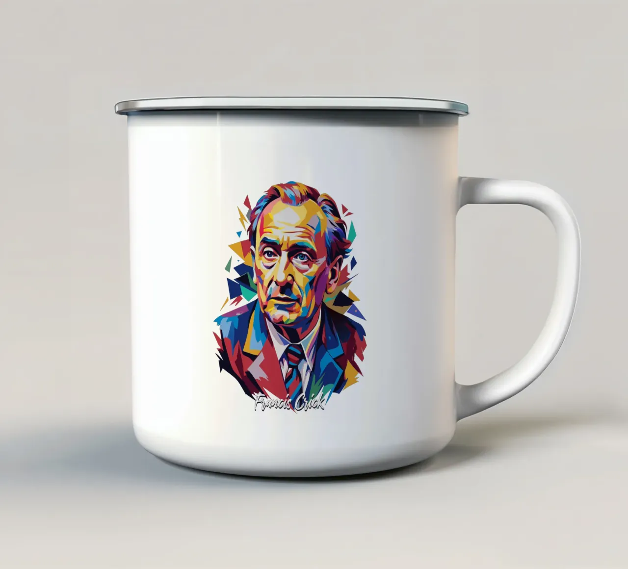 Francis Crick in WPAP Pop Art tazza in smalto da vectorartnesia