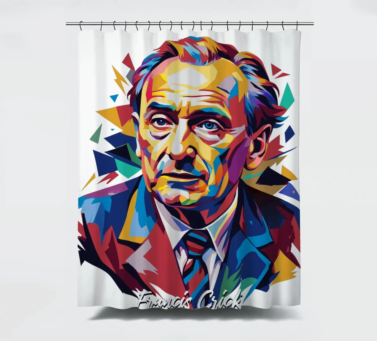 Francis Crick in WPAP Pop Art tenda da doccia da vectorartnesia